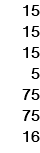 15 15 15 5 75 75 16