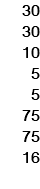 30 30 10 5 5 75 75 16 