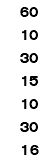 60 10 30 15 10 30 16